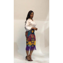 OEM ODM Service Retro Fashion Printed Plus Size Formal Tassel Pencil Skirts Women 2019
